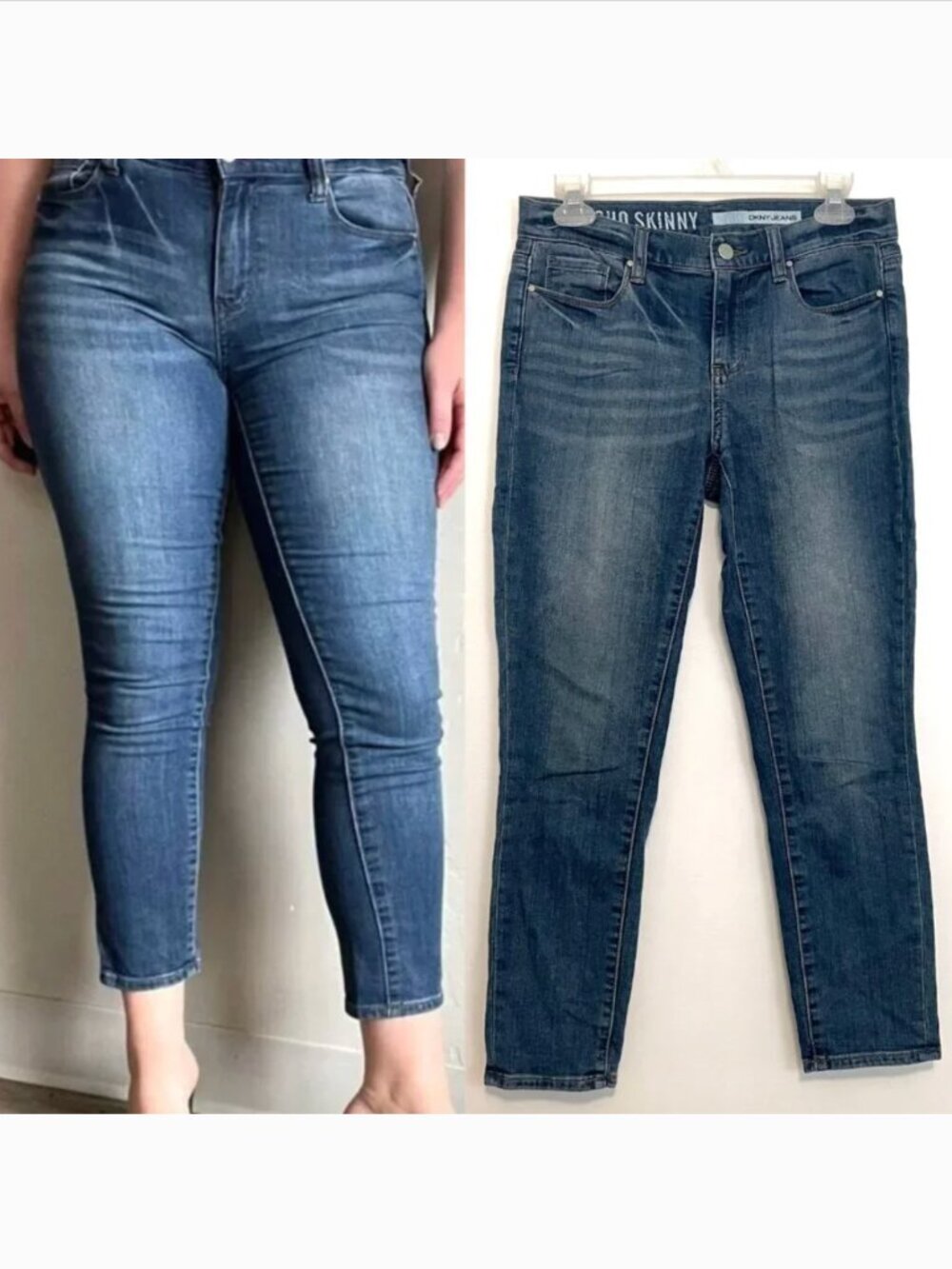 DKNY JEANS Soho Skinny Crop Jean Medium Wash Distressed Cropped Ankle Length ish